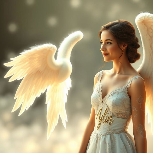 A beautiful woman engaged in a conversation with a stunning angel