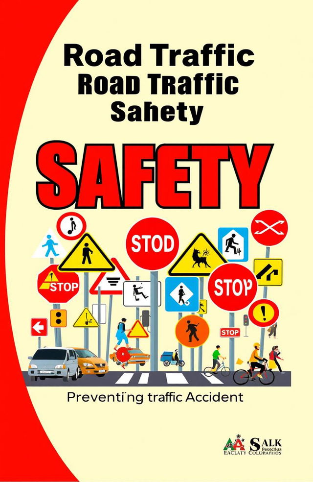 A vivid and informative English coursebook cover design focused on 'Road Traffic Safety'