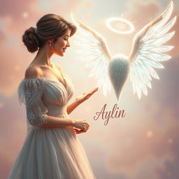 A beautiful woman engaging in a conversation with a stunning angel