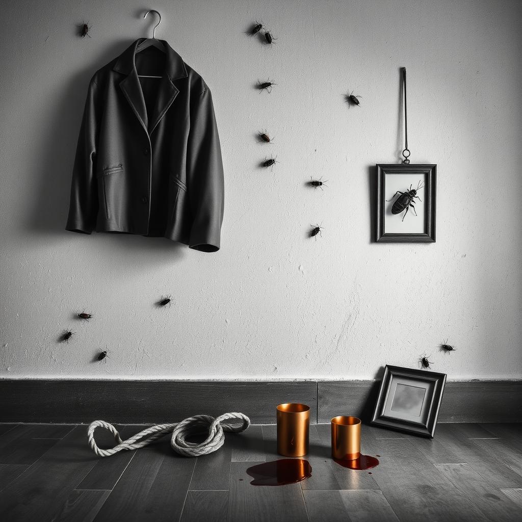 A minimalistic black and white scene depicting the wall of an old house, characterized by its weathered and textured appearance