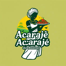 A vibrant and colorful logo design for 'Acarajé da Baiana', featuring elements of traditional Brazilian culture