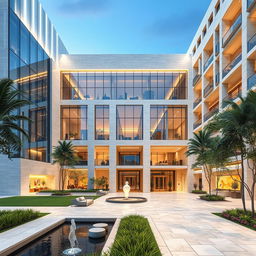 A contemporary commercial-residential complex blending modern and classic architecture