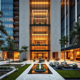 A luxurious mixed-use commercial and residential complex designed in a harmonious blend of modern and classical architecture