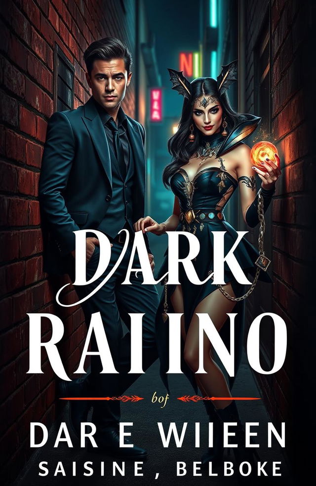 A captivating book cover featuring a dark romance theme with a sharp-dressed mafia boy, exuding danger and charisma, leaning nonchalantly against a brick wall in an urban alley