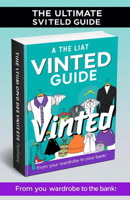 A visually striking and appealing cover for a course/book titled "THE ULTIMATE VINTED GUIDE" that showcases the journey to becoming a profitable Vinted seller