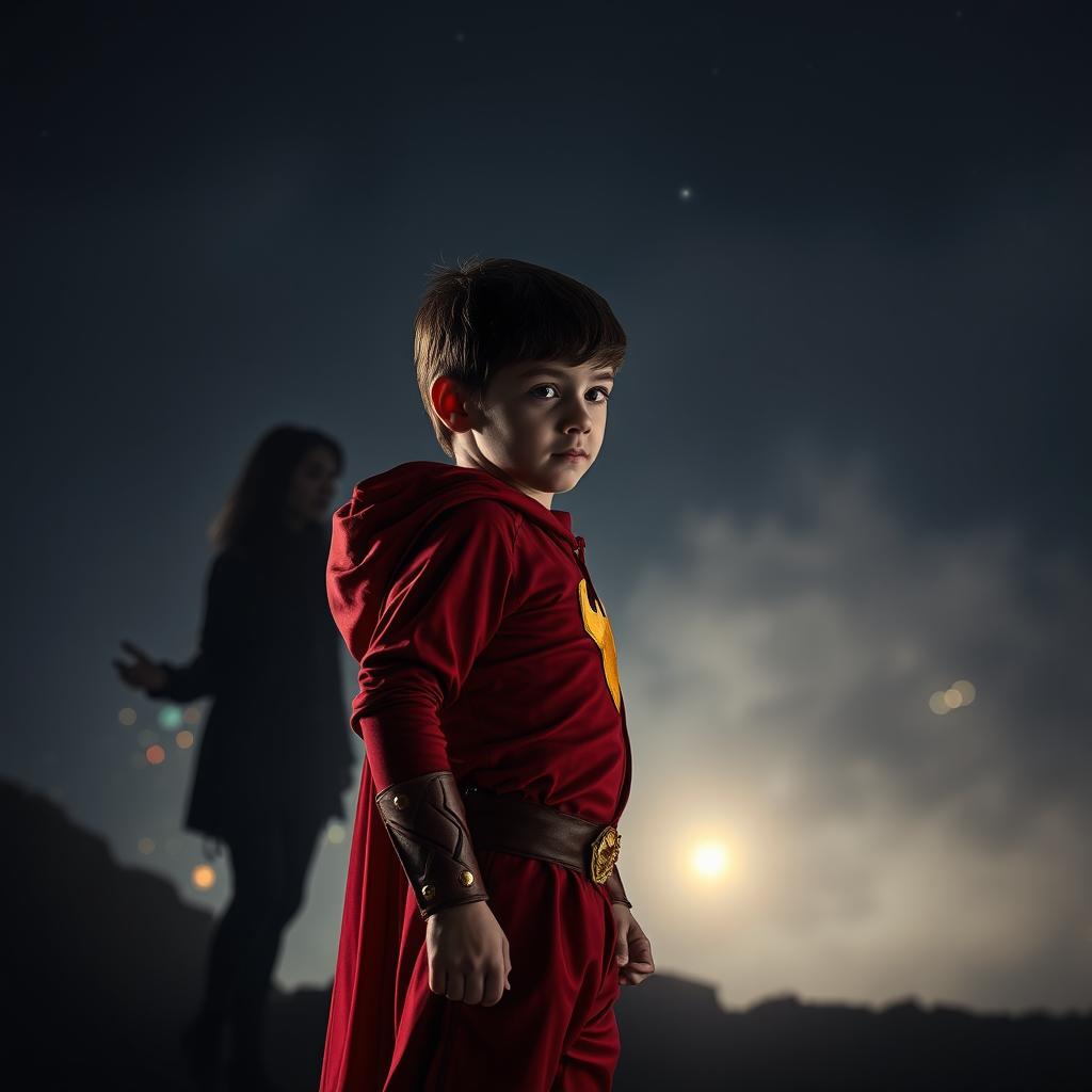 A captivating night scene encapsulating a sense of mystery and heroism