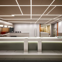 Interior floor plan of a modern bank, emphasizing the sleek and contemporary design aspects