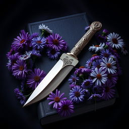 An enchanting book cover with a deep, dark background that sets a mystical mood