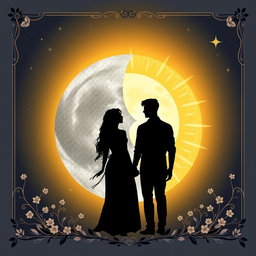 A book cover illustrating the union of the moon and sun symbolizing the love between Ayla and Ravi