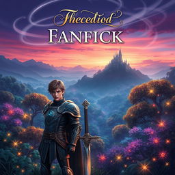 A captivating cover for a fanfiction story, featuring an enchanting fantasy landscape