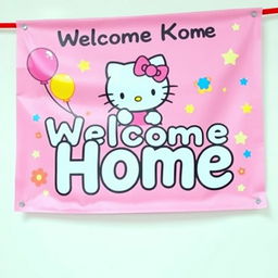 A colorful and cheerful ‘Welcome Home’ banner featuring Hello Kitty