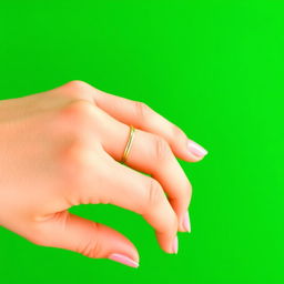 A stunning close-up of a beautiful girl's hand, elegantly positioned against a vibrant green background