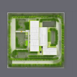 Comprehensive site plan of a modern bank featuring a designated parking area and a drive-thru service lane, emphasising on the strategic layout and design