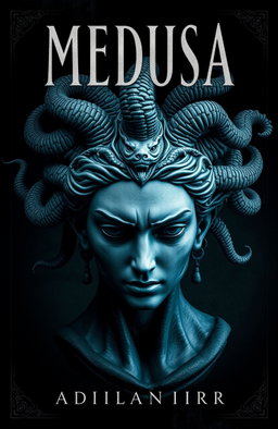A stunning cover for a dark fantasy book titled 'Medusa'