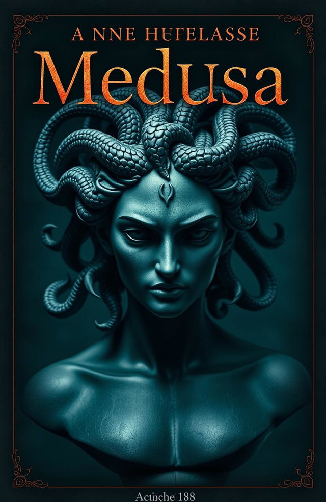 A stunning cover for a dark fantasy book titled 'Medusa'