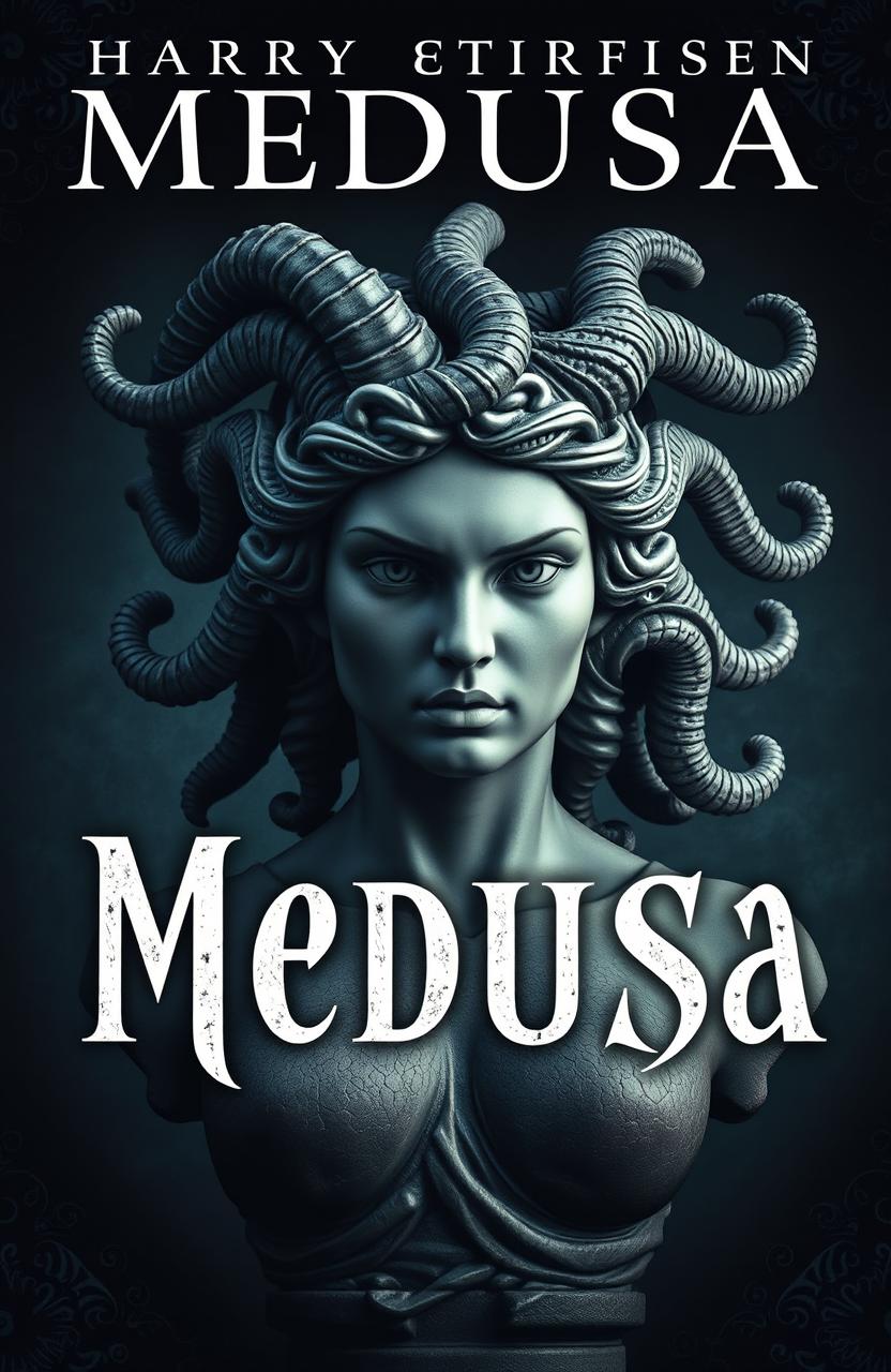 A stunning cover for a dark fantasy book titled 'Medusa'
