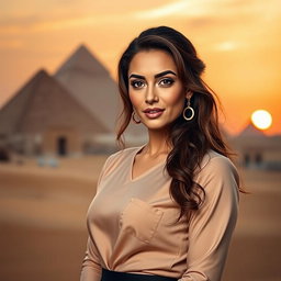 An elegant portrait of Egyptian actress Faten Hamada, showcasing her captivating beauty and charm