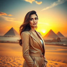 An elegant portrait of Egyptian actress Faten Hamada, showcasing her captivating beauty and charm