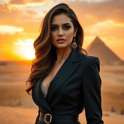 An elegant portrait of Egyptian actress Faten Hamada, showcasing her captivating beauty and charm