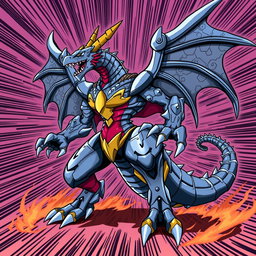 Greymon depicted as a Stand from JoJo's Bizarre Adventure, presenting a fierce and dynamic appearance