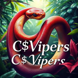 A majestic snake coiling gracefully with its scales glistening in vivid colors, showcasing intricate patterns and textures