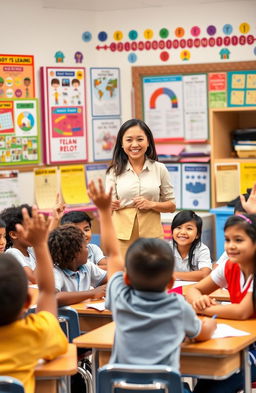 A vibrant and dynamic classroom scene showcasing effective classroom management techniques