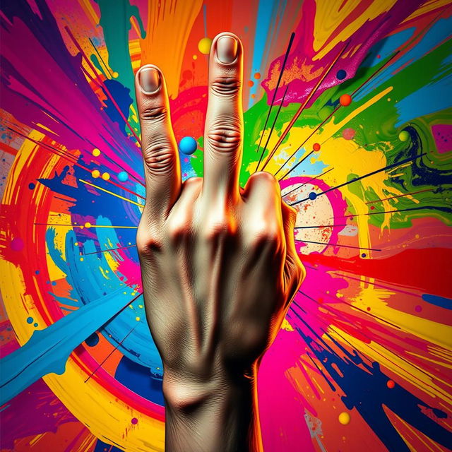 An artistic representation of a hand prominently displaying a 'middle finger' gesture, symbolizing defiance or rebellion