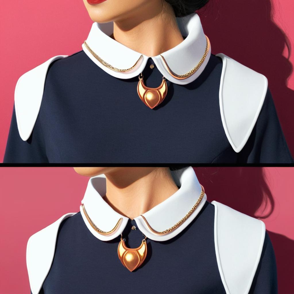 add the collar from the second pic to the first picture without altering the first pick in any other way