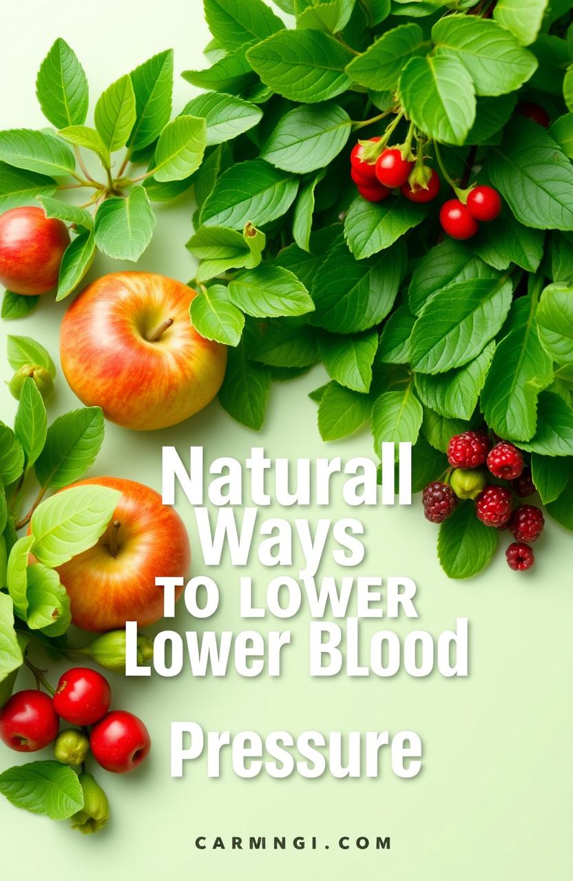 A calming eBook cover design for a guide titled 'Natural Ways to Lower Blood Pressure'