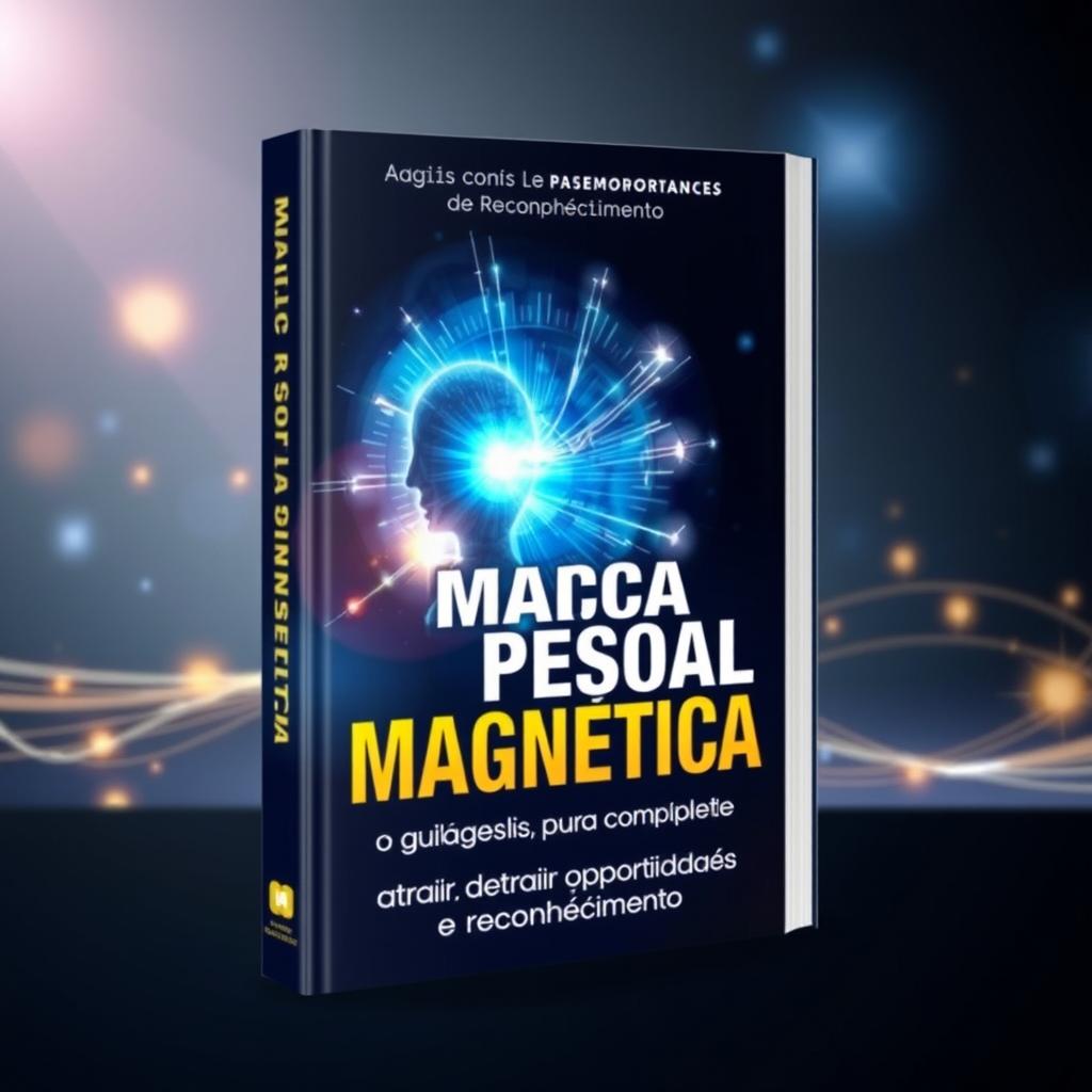 A visually striking book cover design for 'Marca Pessoal Magnética: o guia completo para Atrair Oportunidades e Reconhecimento'