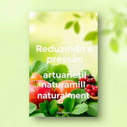 A calming eBook cover design for a guide titled 'Reduzindo a pressão arterial naturalmente'