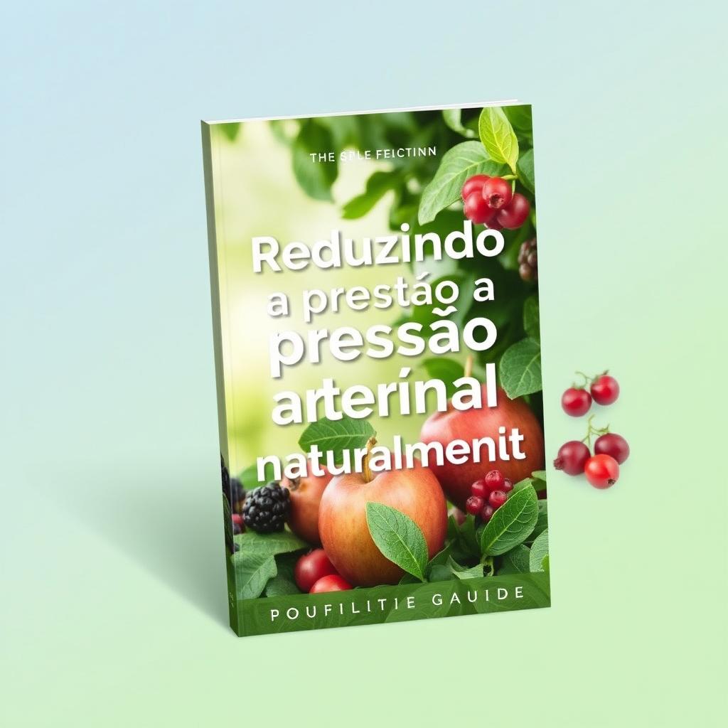 A calming eBook cover design for a guide titled 'Reduzindo a pressão arterial naturalmente'