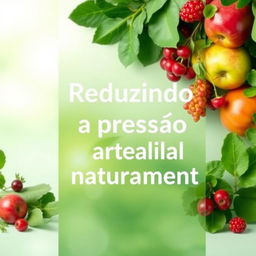 A calming eBook cover design for a guide titled 'Reduzindo a pressão arterial naturalmente'