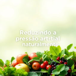 A calming eBook cover design for a guide titled 'Reduzindo a pressão arterial naturalmente'