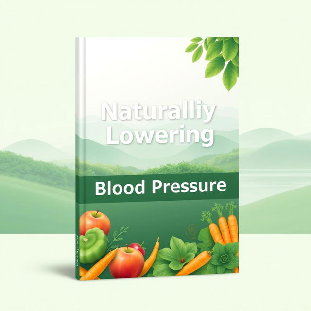 An eBook cover design for a guide on naturally lowering blood pressure that conveys calm, health, and wellness