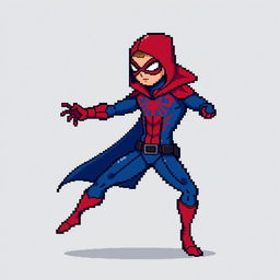An 8-bit pixel-art character inspired by a rogue superhero, illustrated in a minimalist style