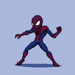 An 8-bit pixel-art character inspired by a rogue version of Spiderman