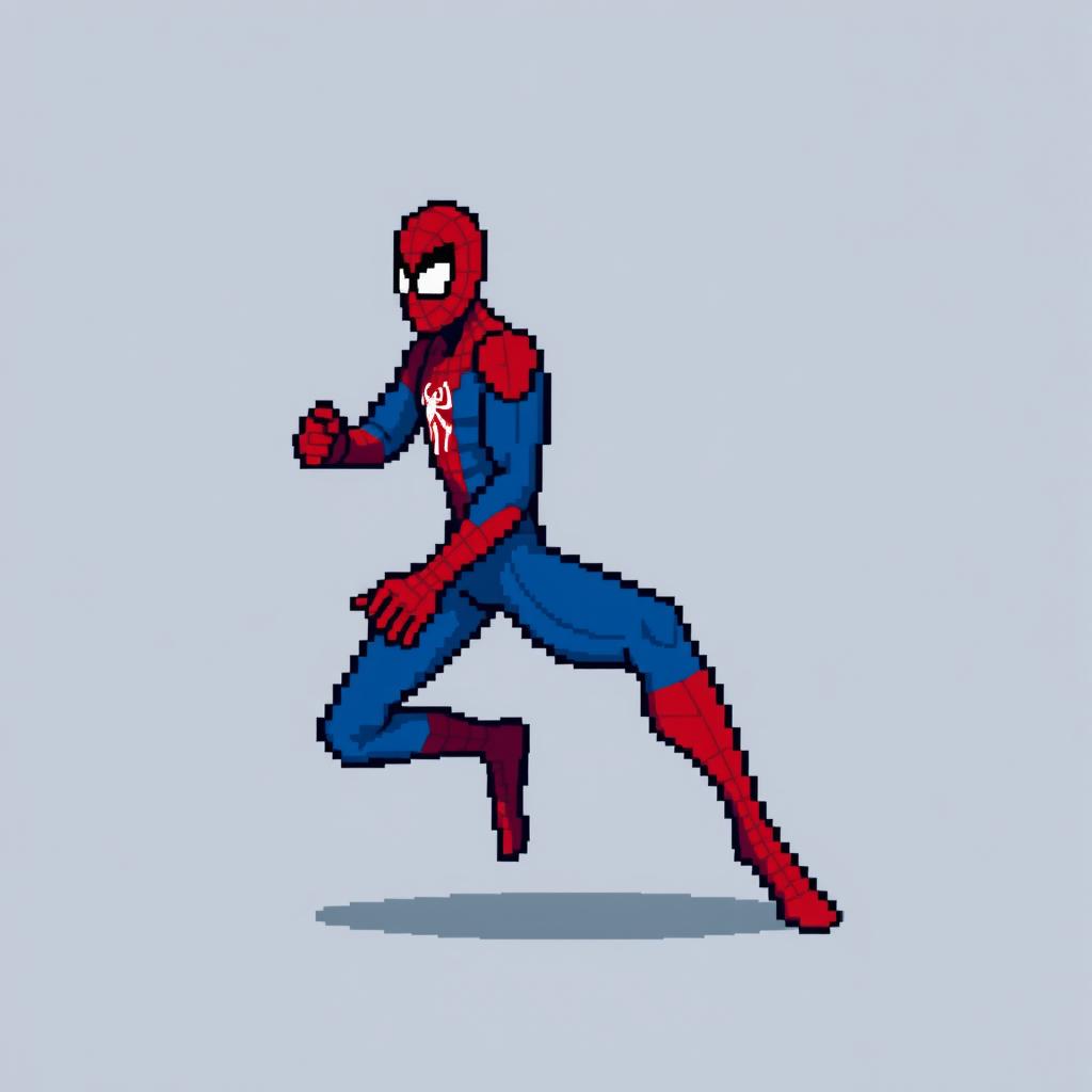 An 8-bit pixel-art character inspired by a rogue version of Spiderman