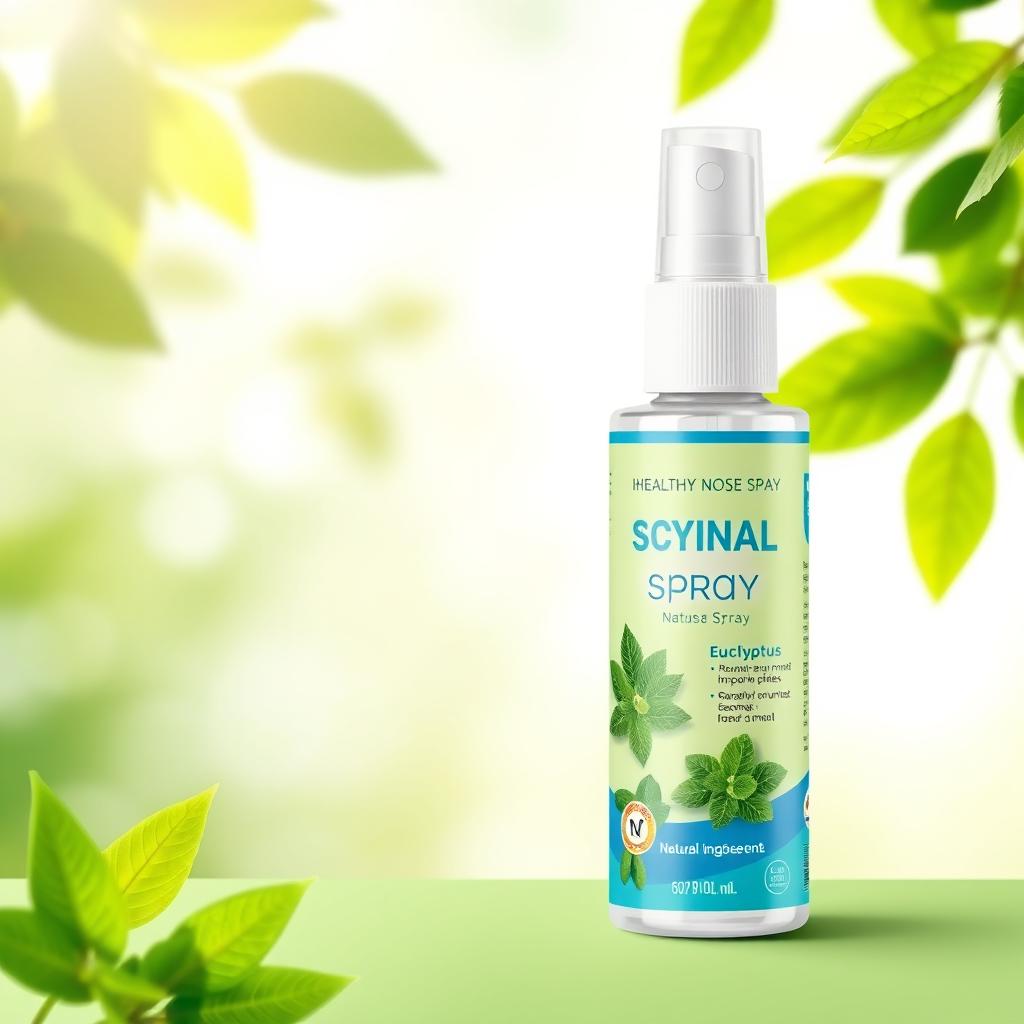 A visually appealing and informative packaging design for a healthy nose spray product