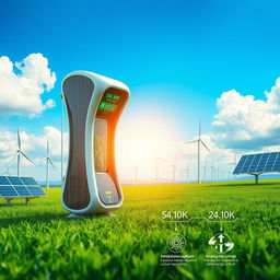 A futuristic renewable energy product designed to capture carbon emissions from the atmosphere, transforming them into electricity