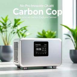 A compact carbon capture device named 'Carbon Cop', designed like a small air conditioning unit