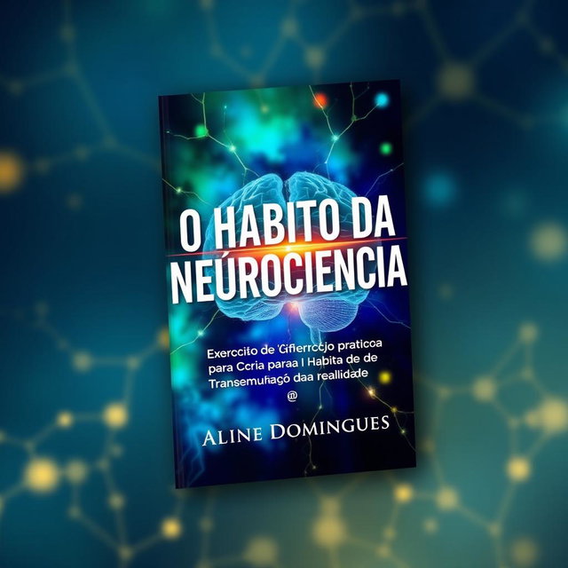 A captivating e-book cover design for 'O Hábito da Neurociência' with the subtitle 'Exercícios Práticos para Criar Hábitos de Transmutação da Realidade' by Aline Domingues