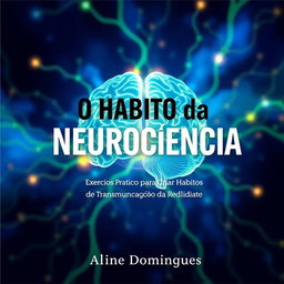 A captivating e-book cover design for 'O Hábito da Neurociência' with the subtitle 'Exercícios Práticos para Criar Hábitos de Transmutação da Realidade' by Aline Domingues