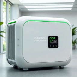 Presenting 'Carbon Cop', an innovative product by MnM Corporation, designed to capture carbon emissions and convert them into renewable electricity