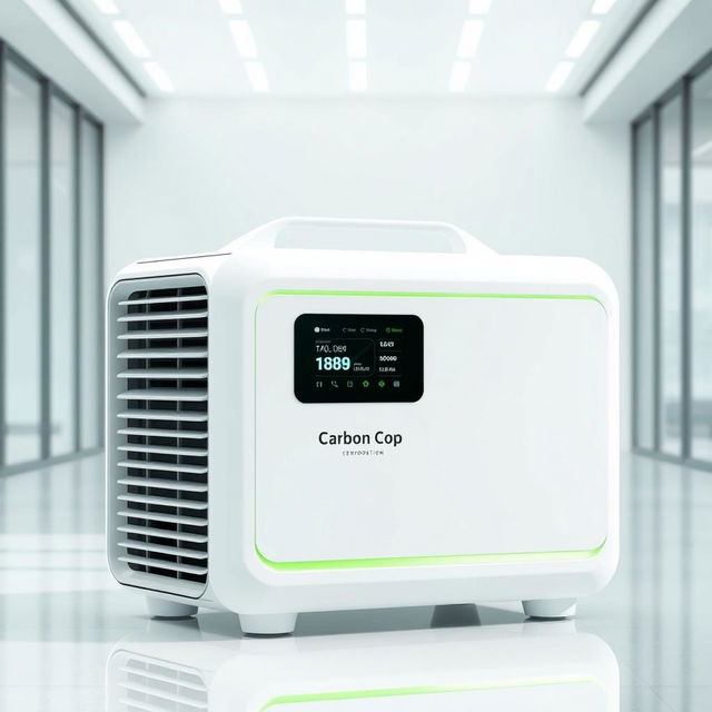 Introducing 'Carbon Cop', an innovative compact generator that effectively captures carbon emissions and transforms them into renewable electricity