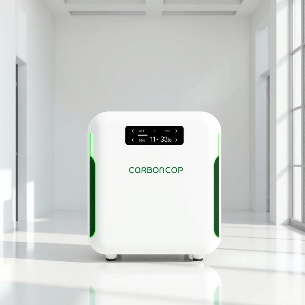 Introducing 'Carbon Cop', an innovative compact generator that effectively captures carbon emissions and transforms them into renewable electricity