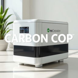 Introducing 'Carbon Cop', a revolutionary compact generator designed to capture carbon emissions and convert them into renewable electricity
