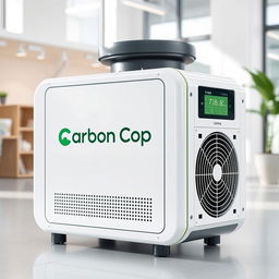 Introducing 'Carbon Cop', a revolutionary compact generator designed to capture carbon emissions and convert them into renewable electricity