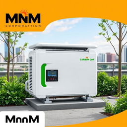 Introducing 'Carbon Cop', an innovative outdoor device by MnM Corporation specifically designed to capture carbon emissions from the atmosphere and convert them into renewable electricity