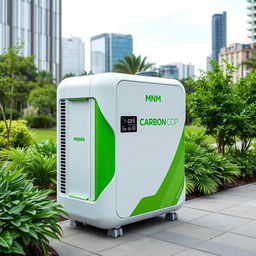 Introducing 'Carbon Cop', an innovative outdoor device by MnM Corporation designed to efficiently capture carbon emissions from the air and convert them into renewable electricity